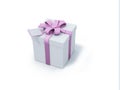 White present box with pink ribbon