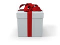 White Present Box with Red Ribbon