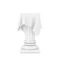 White Presentation Column Pedestal with Silk Cloth in Clay Style. 3d Rendering Royalty Free Stock Photo