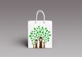 White printed paper bag with eco friendly tree Royalty Free Stock Photo