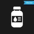 White Printer ink bottle icon isolated on black background. Vector Royalty Free Stock Photo