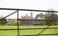 White private sign on farm gate Royalty Free Stock Photo