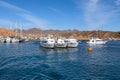 White private yacht in Red sea. Yachts parked at jetty. Egypt Sharm El Sheikh