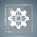 White Processor icon isolated on grey background. CPU, central processing unit, microchip, microcircuit, computer Royalty Free Stock Photo