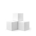 White product display and box pedestal on white background with cube shape. White pedestal or podium background. 3D rendering