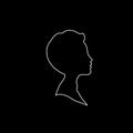 White profile outline silhouette of boy or man face profile on black background Royalty Free Stock Photo