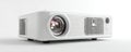 White Projector Machine with Detailed Lens and Vents Against a Clean White Studio Background with Subtle Shadow Royalty Free Stock Photo