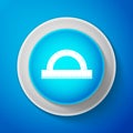 White Protractor grid for measuring degrees icon isolated on blue background. Tilt angle meter. Measuring tool