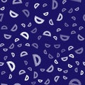 White Protractor grid for measuring degrees icon isolated seamless pattern on blue background. Tilt angle meter