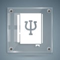 White Psychology book icon isolated on grey background. Psi symbol. Mental health concept, psychoanalysis analysis and Royalty Free Stock Photo