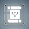 White Psychology book icon isolated on grey background. Psi symbol. Mental health concept, psychoanalysis analysis and Royalty Free Stock Photo