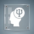 White Psychology icon isolated on grey background. Psi symbol. Mental health concept, psychoanalysis analysis and Royalty Free Stock Photo