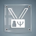 White Psychology icon isolated on grey background. Psi symbol. Mental health concept, psychoanalysis analysis and Royalty Free Stock Photo