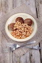 White pudding and baked beans Royalty Free Stock Photo