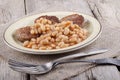 White pudding and baked beans Royalty Free Stock Photo