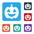 White Pumpkin icon isolated on white background. Happy Halloween party. Set icons in color square buttons. Vector Royalty Free Stock Photo