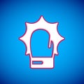 White Punch in boxing gloves icon isolated on blue background. Boxing gloves hitting together with explosive. Vector
