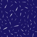 White Push pin icon isolated seamless pattern on blue background. Thumbtacks sign. Vector Illustration Royalty Free Stock Photo