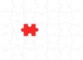 White puzzle with different red pieces. One of many. business concept