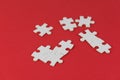 White puzzle with missing piece on red background. Business concept. Finish what you start. Team work and partnership. Royalty Free Stock Photo