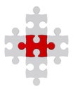 White puzzle and one red Royalty Free Stock Photo