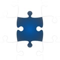 White Puzzle Pieces with One Blue Missing. Royalty Free Stock Photo