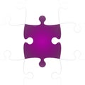 White Puzzle Pieces with One Purple Missing. Royalty Free Stock Photo