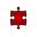 White Puzzle Pieces with One Red Missing. Royalty Free Stock Photo