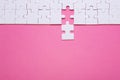 White puzzle on pink background. Missing piece Royalty Free Stock Photo