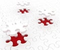 White puzzle on red background Royalty Free Stock Photo