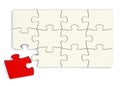 White Puzzle - Red Piece Separate Royalty Free Stock Photo