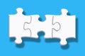 White puzzle with shadows on a blue background Royalty Free Stock Photo