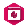White Python programming language icon isolated with long shadow background. Python coding language sign on browser Royalty Free Stock Photo