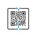 White QR code with a square design and various black modules arranged on Royalty Free Stock Photo