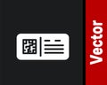 White QR code ticket train icon isolated on black background. Vector Royalty Free Stock Photo