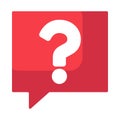 White Question Mark On Red Square Speech Icon