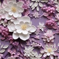 White Quilling Flower Set On Purple Surface - Texture-rich Composition Royalty Free Stock Photo