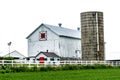 White Quilt Barn with Silo and fence