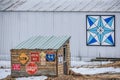 White Quilt Barn with Street Sign Shack Royalty Free Stock Photo