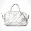 White Quilted Bag Vector Illustration - Detailed Sketching And Lifelike Renderings