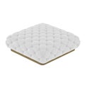 White quilted square leather pouf on a white background. 3d rendering