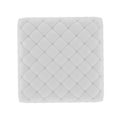 White quilted square leather pouf on a white background. Top view. 3d rendering