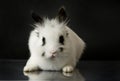 White rabbit with black colored eyes