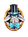 White Rabbit in a black hat and a bow tie Royalty Free Stock Photo
