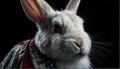 white rabbit close up portrait on plain black ai generated Royalty Free Stock Photo