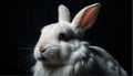 white rabbit close up portrait on plain black ai generated Royalty Free Stock Photo