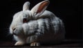 white rabbit close up portrait on plain black ai generated Royalty Free Stock Photo