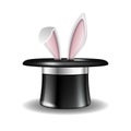 White rabbit ears appear from the magic hat Royalty Free Stock Photo