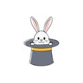 White rabbit emerging from magician's hat in a colorful illustration Royalty Free Stock Photo