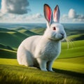 White Rabbit in a Field Royalty Free Stock Photo